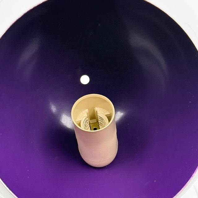 Vintage Tulip Table Lamp with Purple Interior Shade, 1990s For Sale - Image 11 of 13