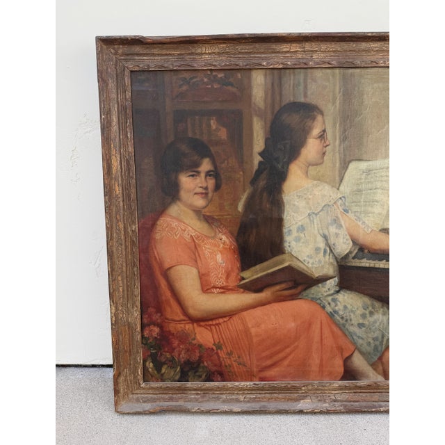 Art Deco 1920s Antique Extra Large Portrait of a Family Oil Painting- 42 X 56”, Framed For Sale - Image 3 of 12