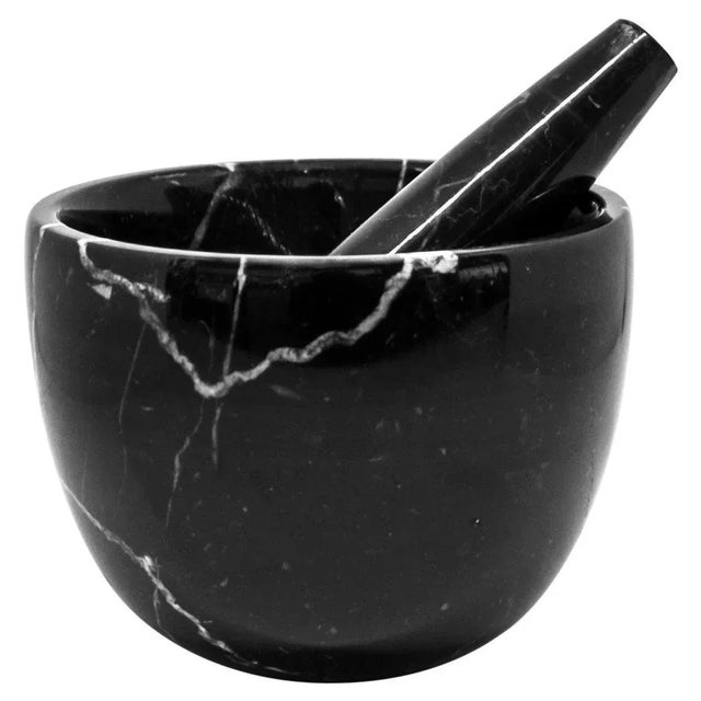 Small Black Marble Mortar and Pestle, Set of 2 For Sale - Image 6 of 6