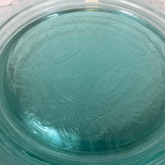 Tiffany Blue 1970s Vintage Victorian Hollywood Regency Indiana Glass Co. Recollection Dinner Plates - Set of 16 For Sale - Image 8 of 10