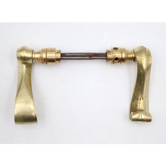 Pair of Modern Brass Swirl Lever Door Knobs For Sale - Image 6 of 6