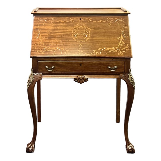 Antique Inlaid French Ladies Writing Desk For Sale