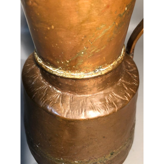 Primitive 19c Pitcher Hand Hammered Copper Brass Large Moonshine Still