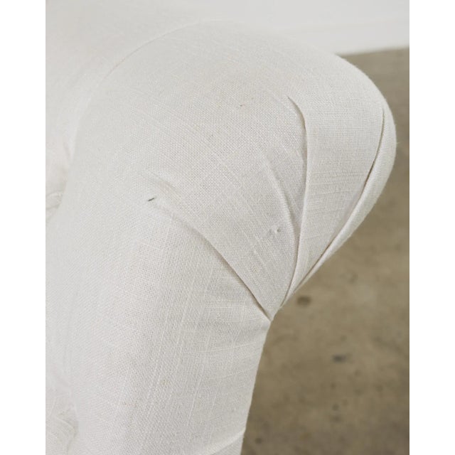 White Set of Fourteen Tufted Scroll Back Dining Chairs For Sale - Image 8 of 12