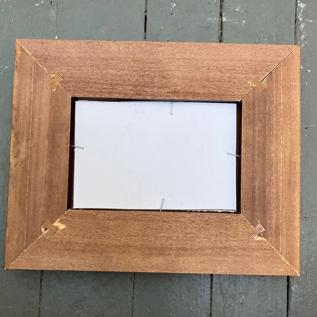 Abstract 1950’s Original Small Abstract Expressionist Watercolor Painting Chunky Wood Frame For Sale - Image 3 of 3