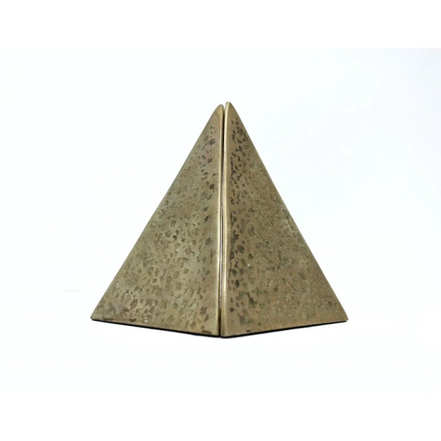 Late 20th Century Brass Pyramid Bookends- a Pair For Sale - Image 4 of 10