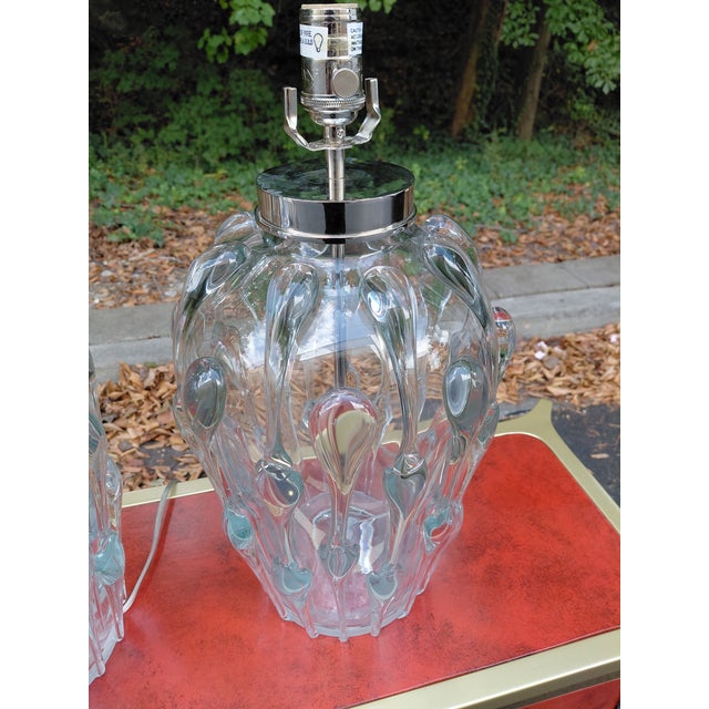 Pair of Vaughan "Pavia" Hand-Blown Crystal Glass Table Lamps, Model tg0080.ni For Sale - Image 16 of 17