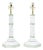 Vintage Hand-Painted White and Green Faux Bamboo Table Lamps - a Pair For Sale