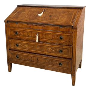 Italian Drop-Leaf Chest of Drawers in Inlaid Wood, 1700s