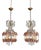 Italian Art Nouveau Chandeliers in Pink Murano Glass and Brass, Early 1900s, 1890s, Set of 2 For Sale