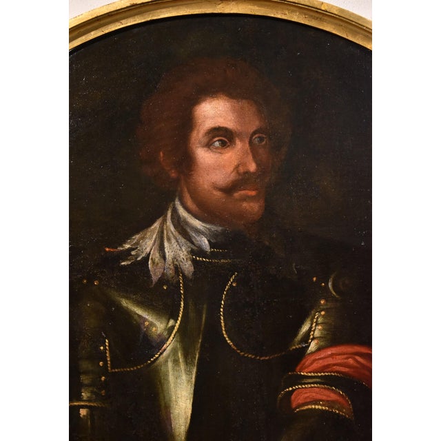 Workshop of Giovanni Bernardo Carbone, Portrait with Armor, 1670, Oil on Canvas, Framed For Sale - Image 9 of 12