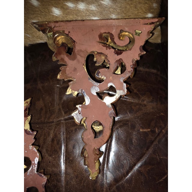 Pair of Italian Giltwood Wall Brackets For Sale - Image 4 of 6