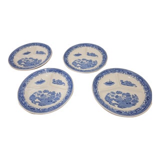 Vintage McNichol Blue Willow Divided Grill Plate, Set of 4 For Sale