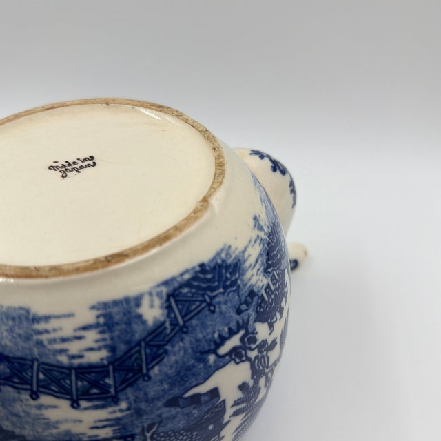 Blue Vintage Japanese Blue & White Willow Transferware Teapot For Sale - Image 8 of 12