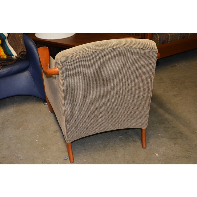 Restoration Hardware Picasso Arm Chair & Ottoman Tan/Black Checkered Upholstery For Sale - Image 10 of 18