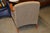 Restoration Hardware Picasso Arm Chair & Ottoman Tan/Black Checkered Upholstery For Sale - Image 10 of 18