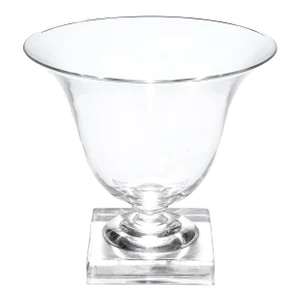 Mid-Century Modernist Hand-Blown Glass Vase W/ Square Base Signed Steuben