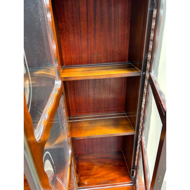 Wood Mid 20th Century Mahogany English Georgian Style Bubble Glass Secretary Bookcase For Sale - Image 7 of 13