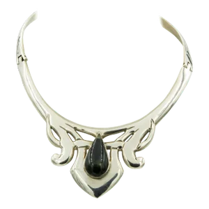 Modernist Taxco Mexican Sterling Silver Collar Necklace by Alicia De La Paz
