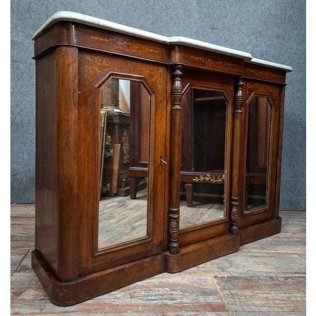 Napoleon III Low Sideboard or Buffet in Wood Veneer For Sale - Image 5 of 10