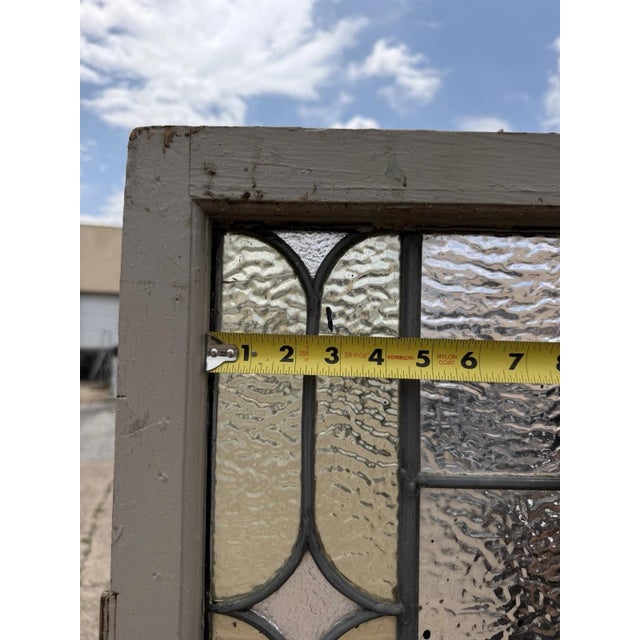 Antique Victorian Amber Stained Leaded Glass Double Window Converted to Door For Sale - Image 16 of 18