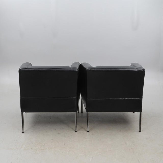 Chairs in Black Leather with Steel Frames from Ikea, 2000s, Set of 2, in Good conditions. Designed from 2000