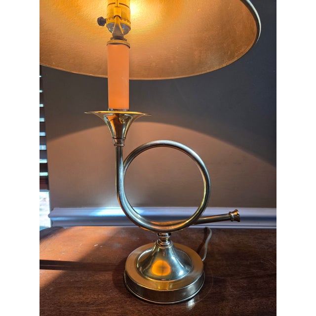 Vintage Brass Horn-Shaped Lamp Table Lamp For Sale - Image 10 of 13