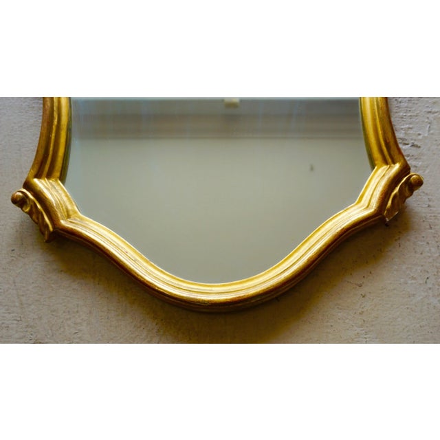 Gold Vintage Hollywood Regency Gilt Wall Mirror With Matching Console Shelf For Sale - Image 8 of 11