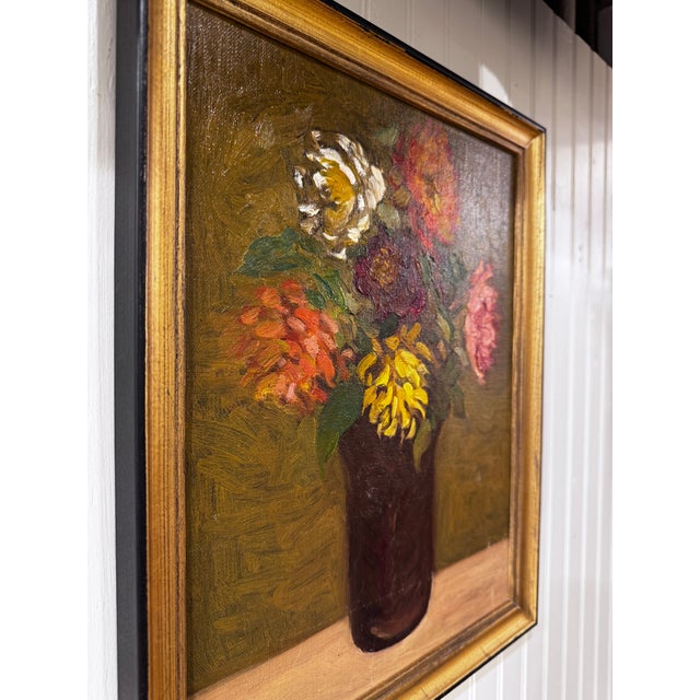 Oil on Canvas Flowers in Vase For Sale - Image 11 of 12