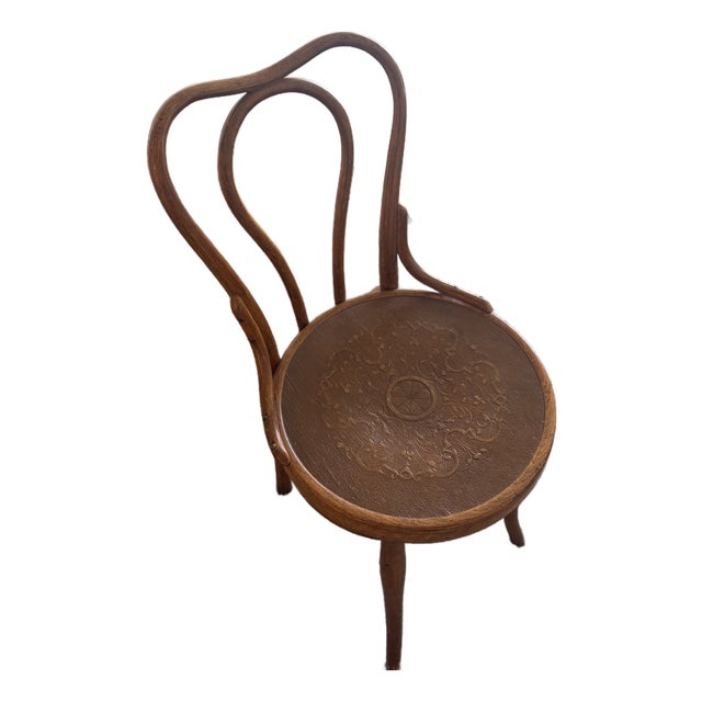 Antique Thonet Vienna Bentwood Side Chair With Embossed Seat For Sale