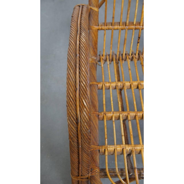 Wood Vintage French Rattan Armchair, 1950s For Sale - Image 7 of 15
