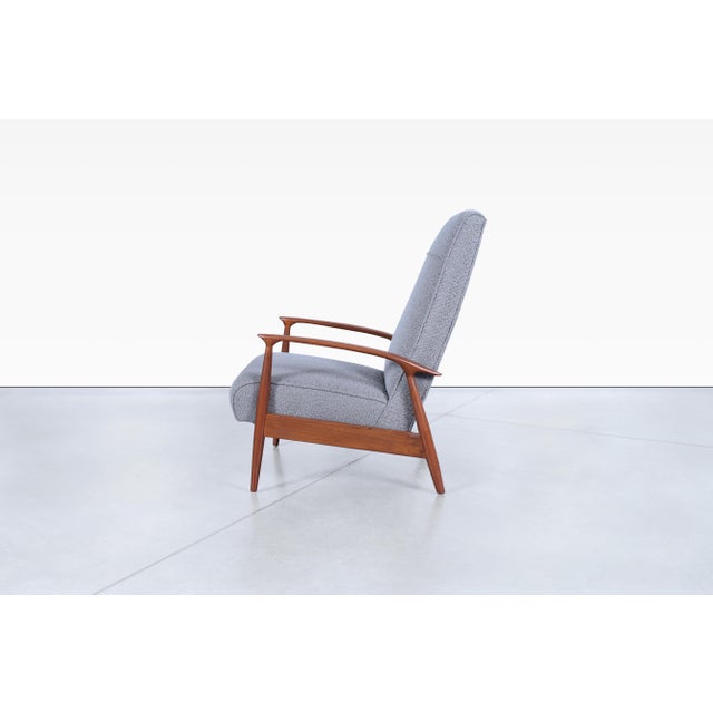 Thayer Coggin 1950s Vintage Walnut Reclining Lounge Chair by Milo Baughman for Thayer Coggin For Sale - Image 4 of 11