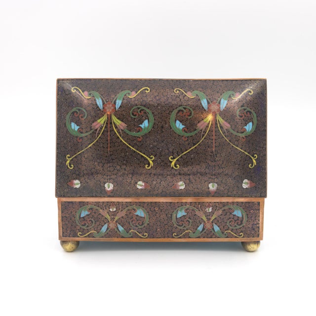 Cloisonné Enamel Box With Floral and Scrollwork Decoration, Late 19th to Early 20th Centur For Sale - Image 12 of 13