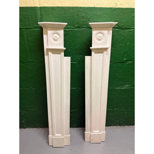 Neoclassical Chesneys “The Langley” Regency Period Reproduction Statuary Marble Mantel For Sale - Image 3 of 8