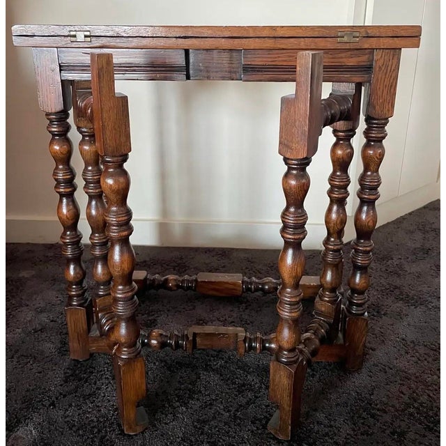 Wood 1980s English Oak Flip Top Gateleg End Table For Sale - Image 7 of 10