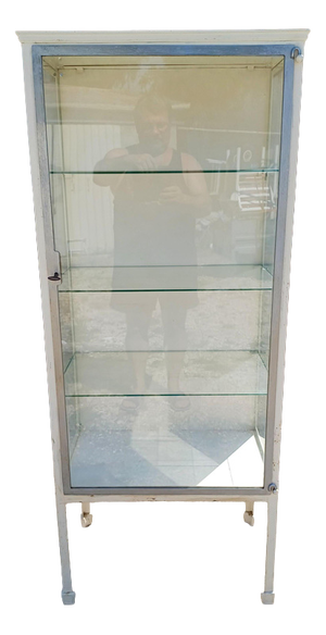 Antique Medical Display Case in Iron, Chrome and Glass, 1950s