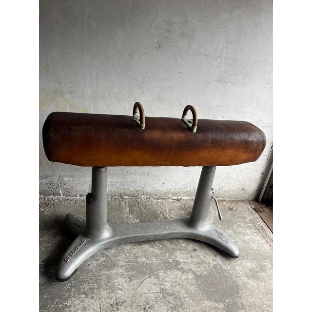 Brown Vintage Gym Pommel Horse from De Schelde, Holland For Sale - Image 8 of 10
