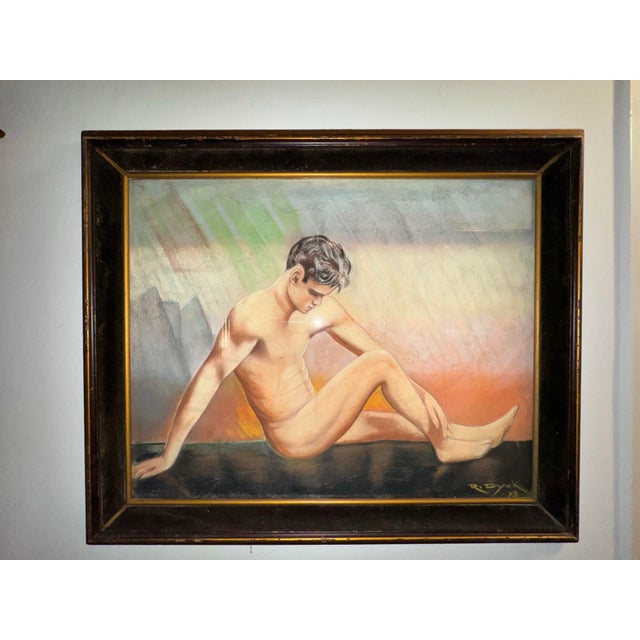 Red 1970s Figurative Male Nude Pastel Drawing From Collection of Seymour Stein For Sale - Image 8 of 8