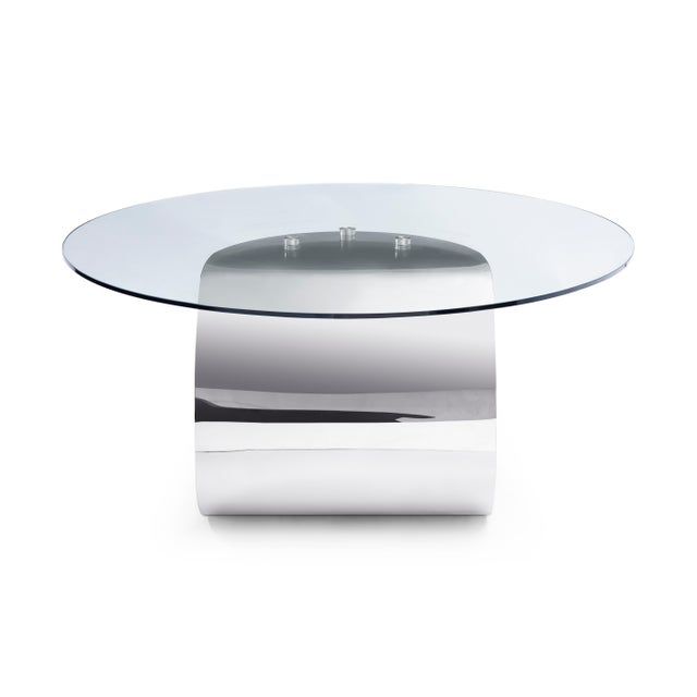 Modern Modern Greg Sheres Style Stainless Steel Round Cocktail Table For Sale - Image 3 of 4