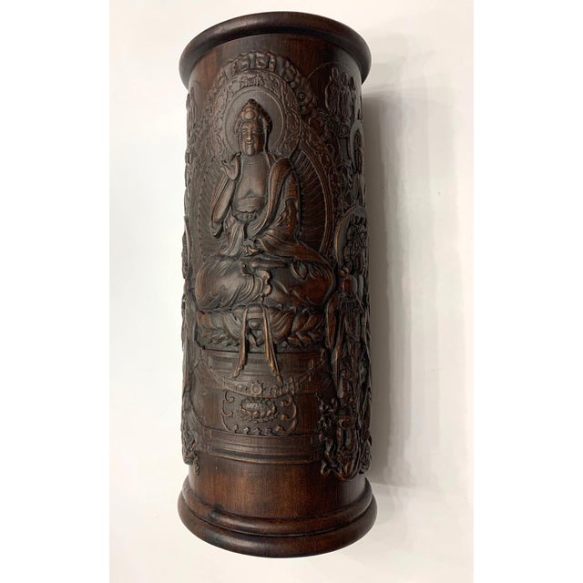 19th Century Finely Carved Chinese Brush Holder Pot For Sale - Image 5 of 16