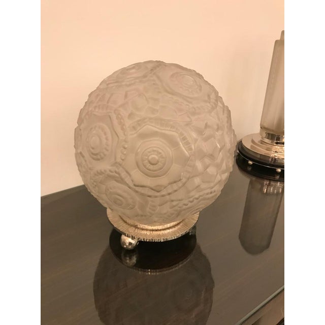 Marius-Ernest Sabino French Art Deco Round Geometric Table Lamp by Sabino For Sale - Image 4 of 13