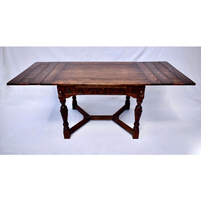 Antique Jacobean Style Refectory Dining Table by Jamestown Lounge, Feudal Oak For Sale In Philadelphia - Image 6 of 12