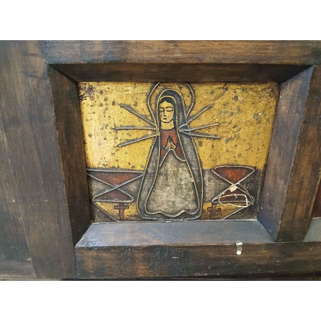 Brown 19th Century Antique Hand Painted Spanish Colonial Sideboard For Sale - Image 8 of 12