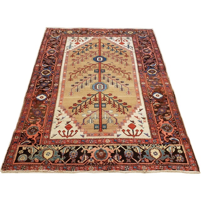 Antique Persian Bakhshaish Carpet, Handmade Wool Oriental Rug, Ivory Light Blue For Sale - Image 10 of 11