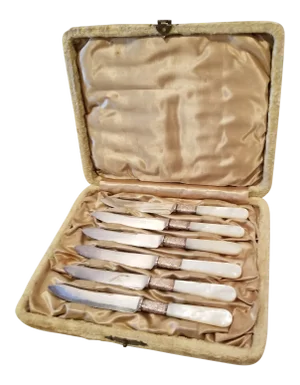 1910s Set of Six Fruit Knives Mother of Pearl