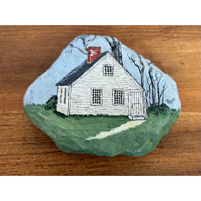 Stone Antique Americana Litchfield Connecticut Law School Painting on Rock For Sale - Image 7 of 7