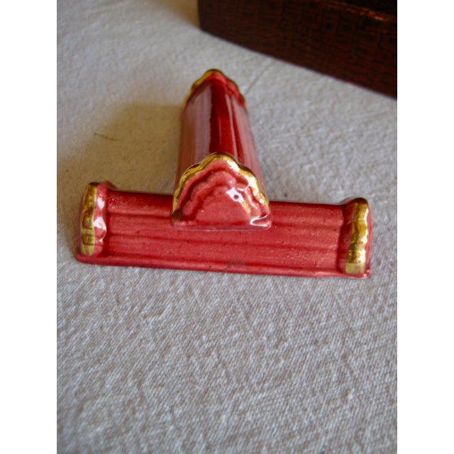 Raspberry Red Mid 20th Century Mid Century French Art Deco Knife Rest Set- 12 Pieces For Sale - Image 8 of 9