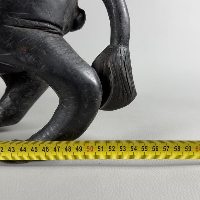 Vintage Modernist Ebonized Wood Lion, 1960s For Sale - Image 12 of 15