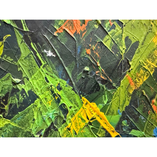 Mid 20th Century Vintage Abstract Oil on Board Painting With Heavy Impasto For Sale - Image 5 of 11