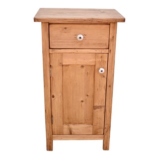 Pine Nightstand With One Door and One Drawer For Sale